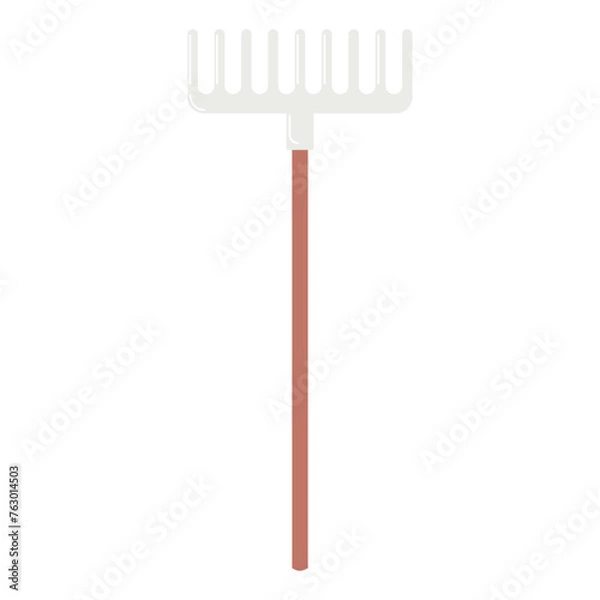 Fototapeta Rake vector icon. Filled flat gardening tool simple sign for mobile concept and web design. Symbol, logo illustration for working in garden, on farm, country site in doodle flat style on white