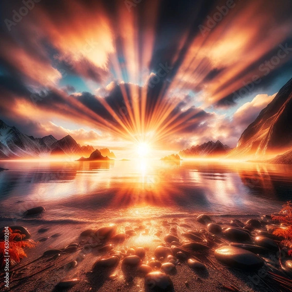 Fototapeta 幻想的な夕日