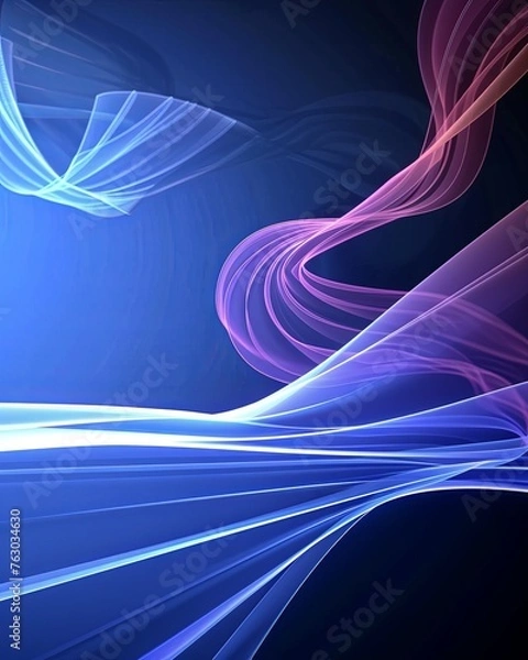 Fototapeta colorful background with abstract shape glowing in ultraviolet spectrum, curvy neon lines, Futuristic energy concept.