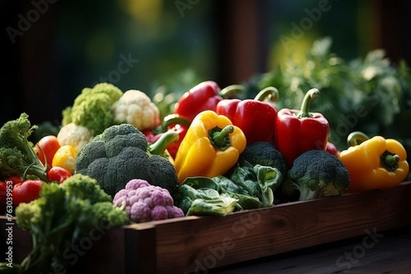 Obraz Regional organic farmers market. vegetarian and vegan food background with fresh healthy vegetables