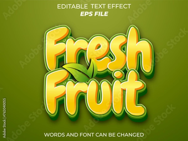 Fototapeta fresh fruit text effect, font editable, typography, 3d text. vector template