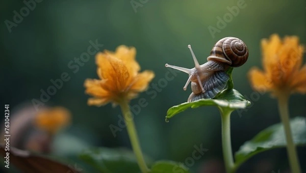 Fototapeta snail on a leaf