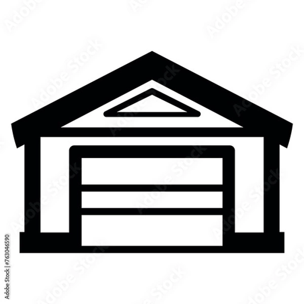 Obraz black vector garage icon on white background