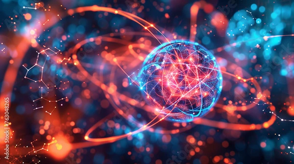 Fototapeta Quantum Computing Hardware with Abstract Circuits