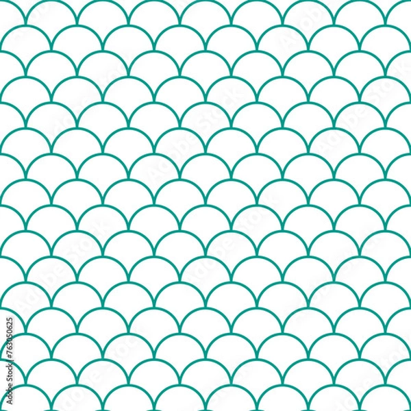 Fototapeta Green fish scales pattern. fish scales pattern. fish scales seamless pattern. Decorative elements, clothing, paper wrapping, bathroom tiles, wall tiles, backdrop, background.
