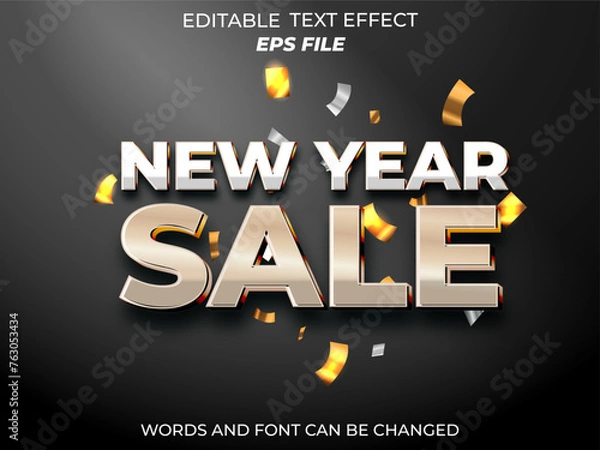 Fototapeta new year sale text effect, font editable, typography, 3d text. vector template
