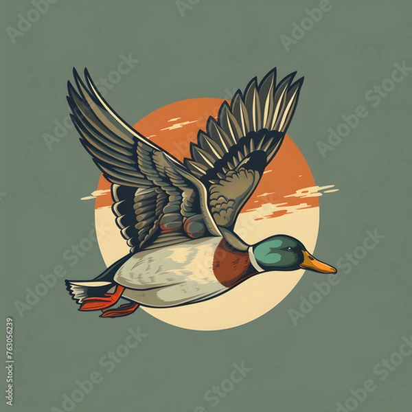 Obraz A duck hunting logo concept 