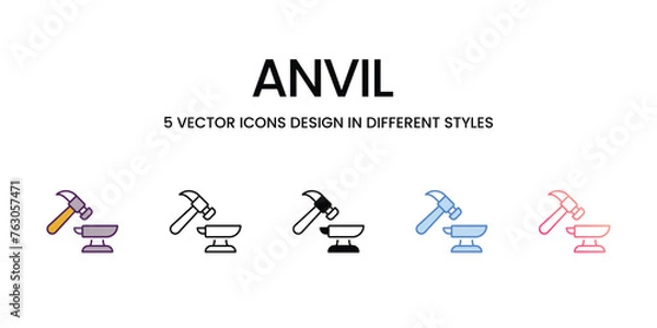 Fototapeta Anvil  icons set in different style vector stock illustration