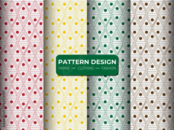 Obraz Geometric floral set of seamless patterns. white vector backgrounds. Simple illustrations