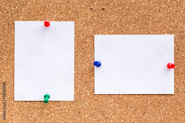 Fototapeta abstract paper note pin on cork board. cork board with blank notes. sticker note