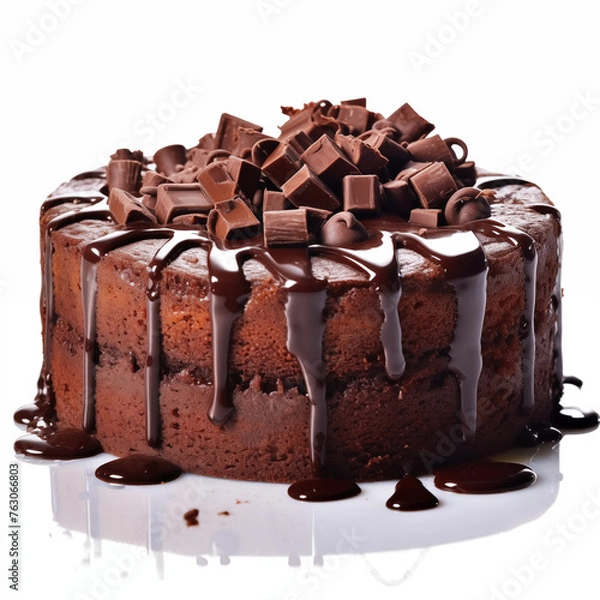 Obraz chocolate cake isolated on white background