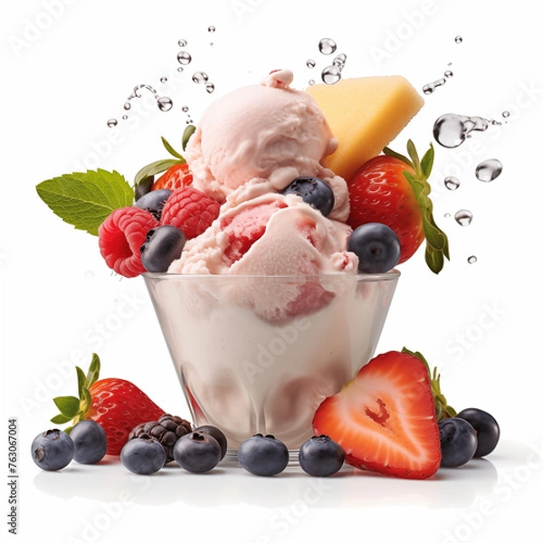 Obraz ice cream with fruits