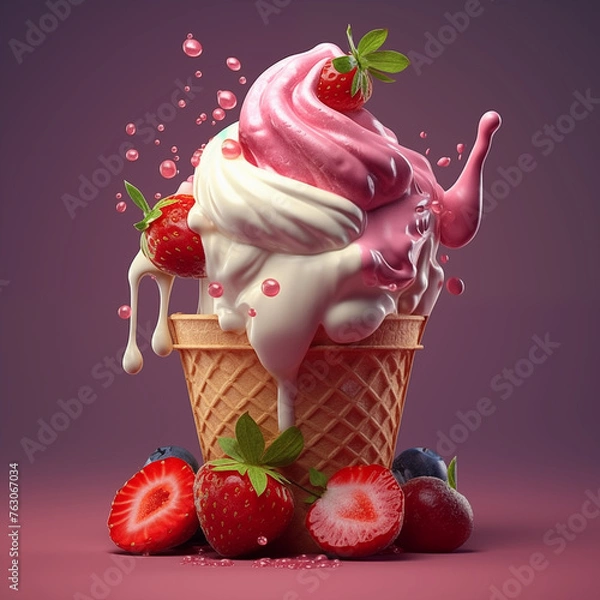 Obraz strawberry ice cream