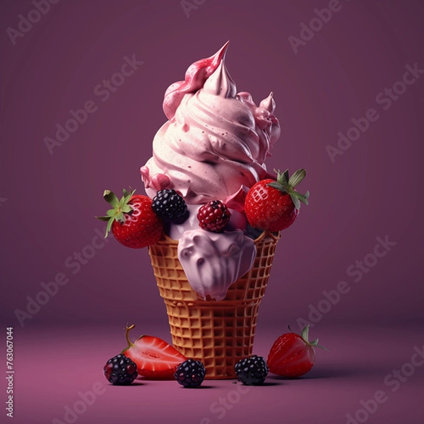 Obraz ice cream with berries