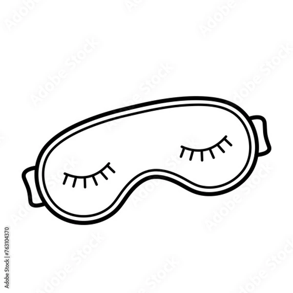 Fototapeta Sleep mask. Hand drawn sketch icon of eye mask for sleep. Isolated vector illustration in doodle line style.