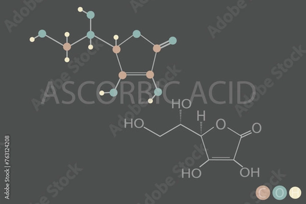 Obraz ascorbic acid molecular skeletal chemical formula