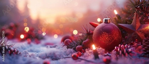 Fototapeta Joyful Christmas Festive Decoration Background