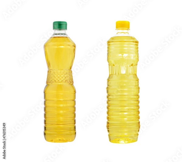 Fototapeta A bottle of soy and palm Cooking Oil, isolated on white backgrou