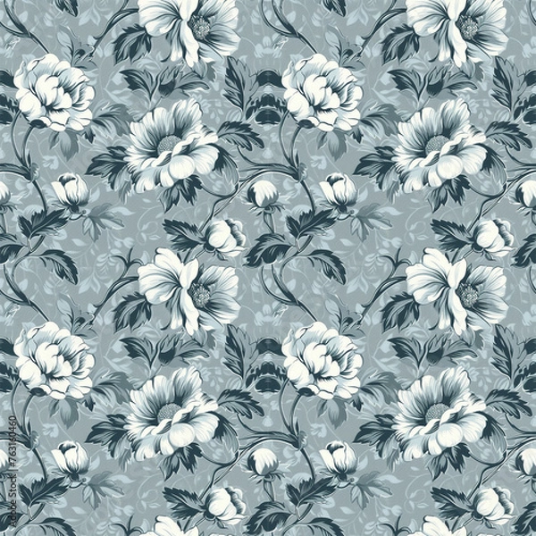 Fototapeta Beautiful applied floral seamless pattern