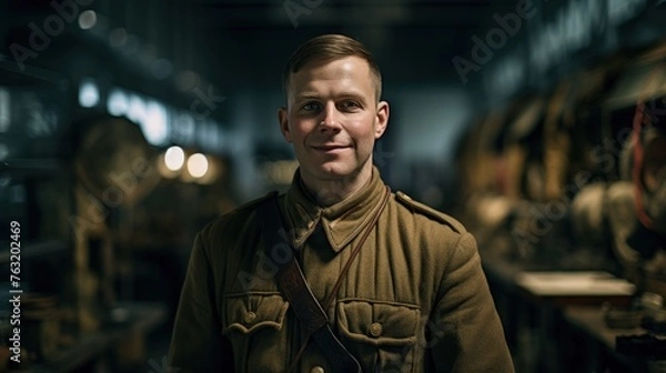 Obraz Face of a volunteer working in a military museum