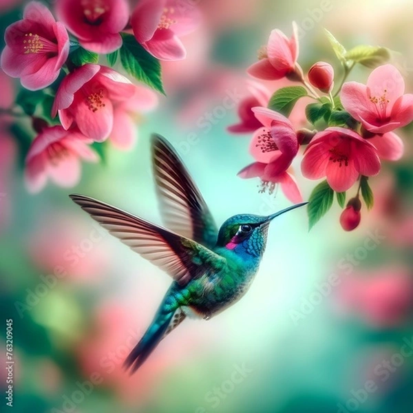 Fototapeta Petals and the Wings of a Beautiful Bird