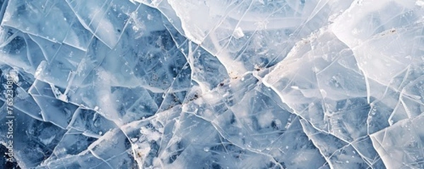Obraz Abstract pattern of cracked ice on a river