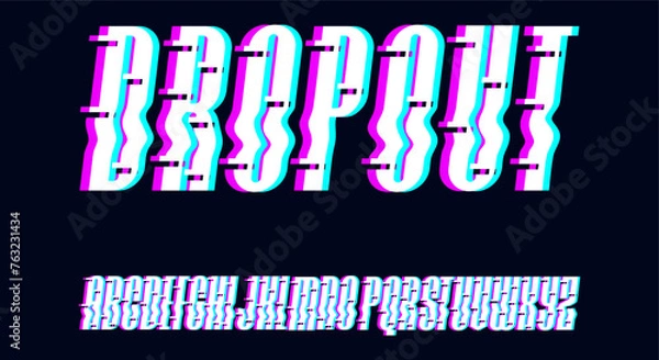 Fototapeta Digital glitch condensed vector font