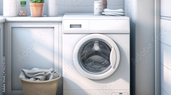 Obraz washing machine in modern bathroom