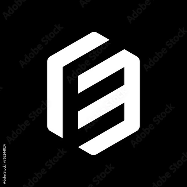 Obraz Negative space letter E logo design template