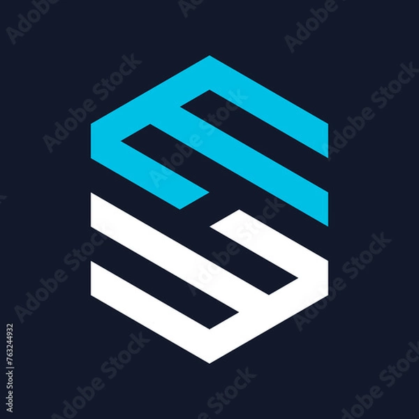 Obraz Abstract geometric letter E H logo design template