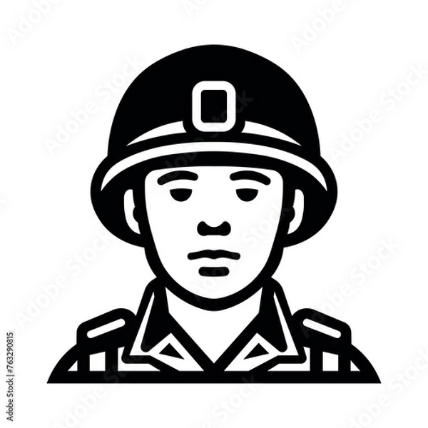 Obraz black vector soldier icon on white background