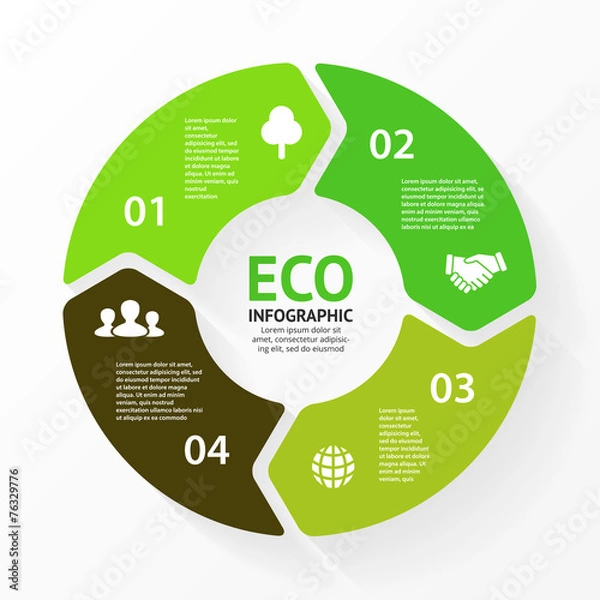 Fototapeta Vector green circle arrows eco infographic.