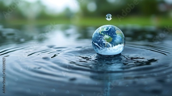 Fototapeta World Water Day Concept. Every Drop Matters. environment day, and global warming concept.