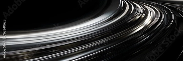 Fototapeta Luminous Curves in Shimmering Silver Cascade against Darkened Backdrop,Depicting Dynamic Motion and Ethereal Energy