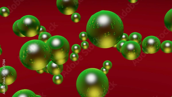 Fototapeta green bubbles on a red background