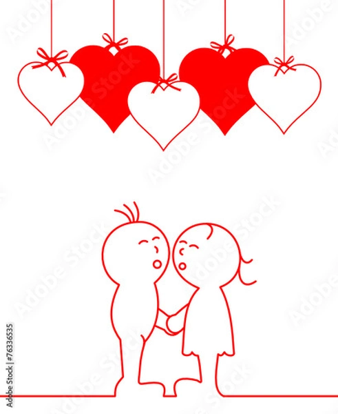 Obraz Strichmännchen Paar Herzen