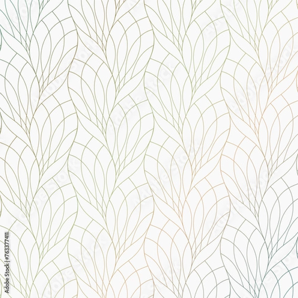 Fototapeta Abstract linear flower petal or leaves geometric pattern vector background, pattern is clean for fabric, printing, wallpaper. Pattern is on swatches panel
