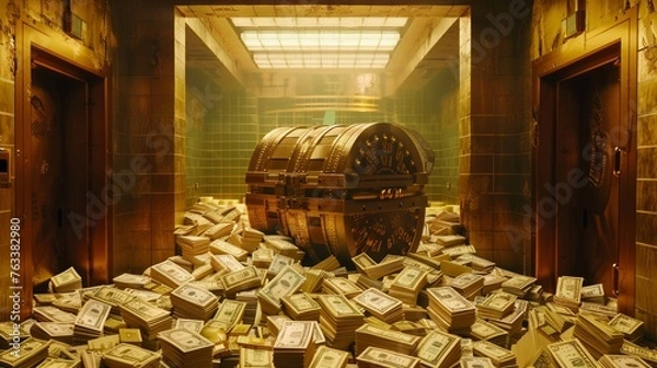 Obraz Wealth of a Bank Vault A Golden Opportunity with Overflowing Cash