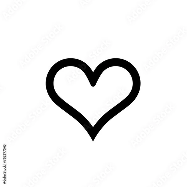 Fototapeta heart in the style of minimalist black line icon on a white background, clean and rounded edges сreated with Generative Ai