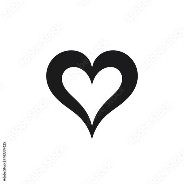 Fototapeta heart in the style of minimalist black line icon on a white background, clean and rounded edges сreated with Generative Ai