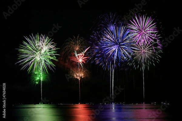 Obraz Colorful Fireworks over Lake
