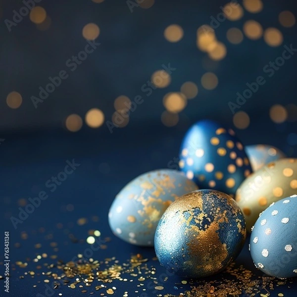 Obraz Golden and blue easter eggs