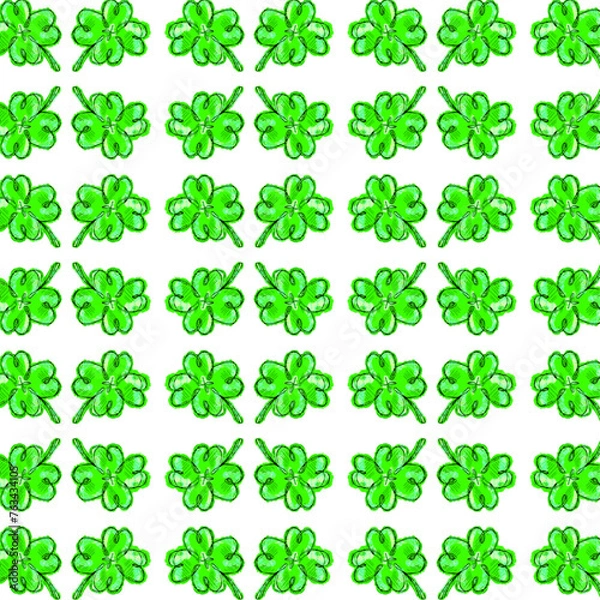 Obraz Shamrock Repeat Pattern with Transparent Background