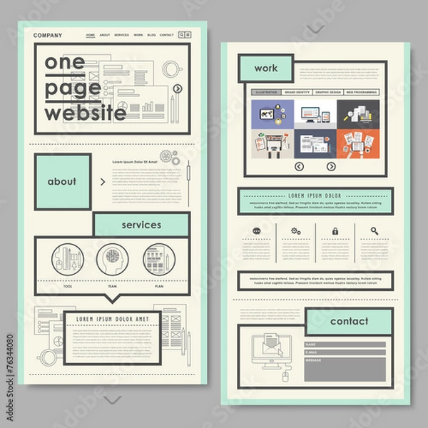 Fototapeta retro document style one page website design
