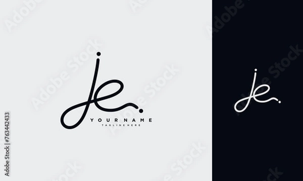 Obraz initial letter JE handwriting and signature logo Typography Vector design Template