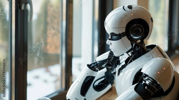 Fototapeta Robot thinking (artificial intelligence)