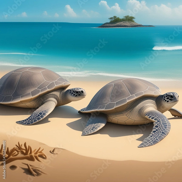 Fototapeta sea turtle on the beach