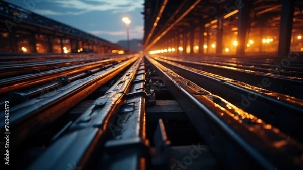 Fototapeta Steel and cables merge in a symphony of potential energy.