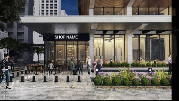 Fototapeta Stunning 3D Rendering of a Residential High Rise Building, Daytime, Modern skyscraper