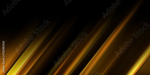 Fototapeta The speed of the golden lines of light. On a black background